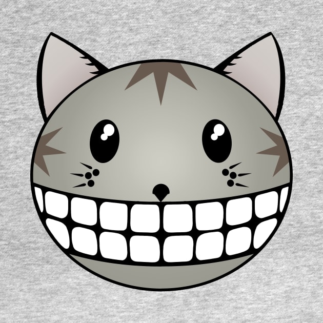 Cheshire Grey Tabby Cat Smile by RawSunArt